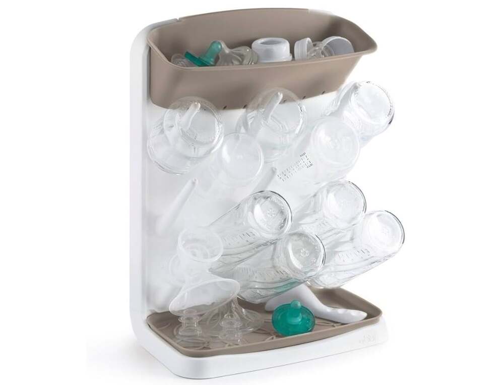 Ubbi Vertical Baby Bottle Drying Rack Taupe